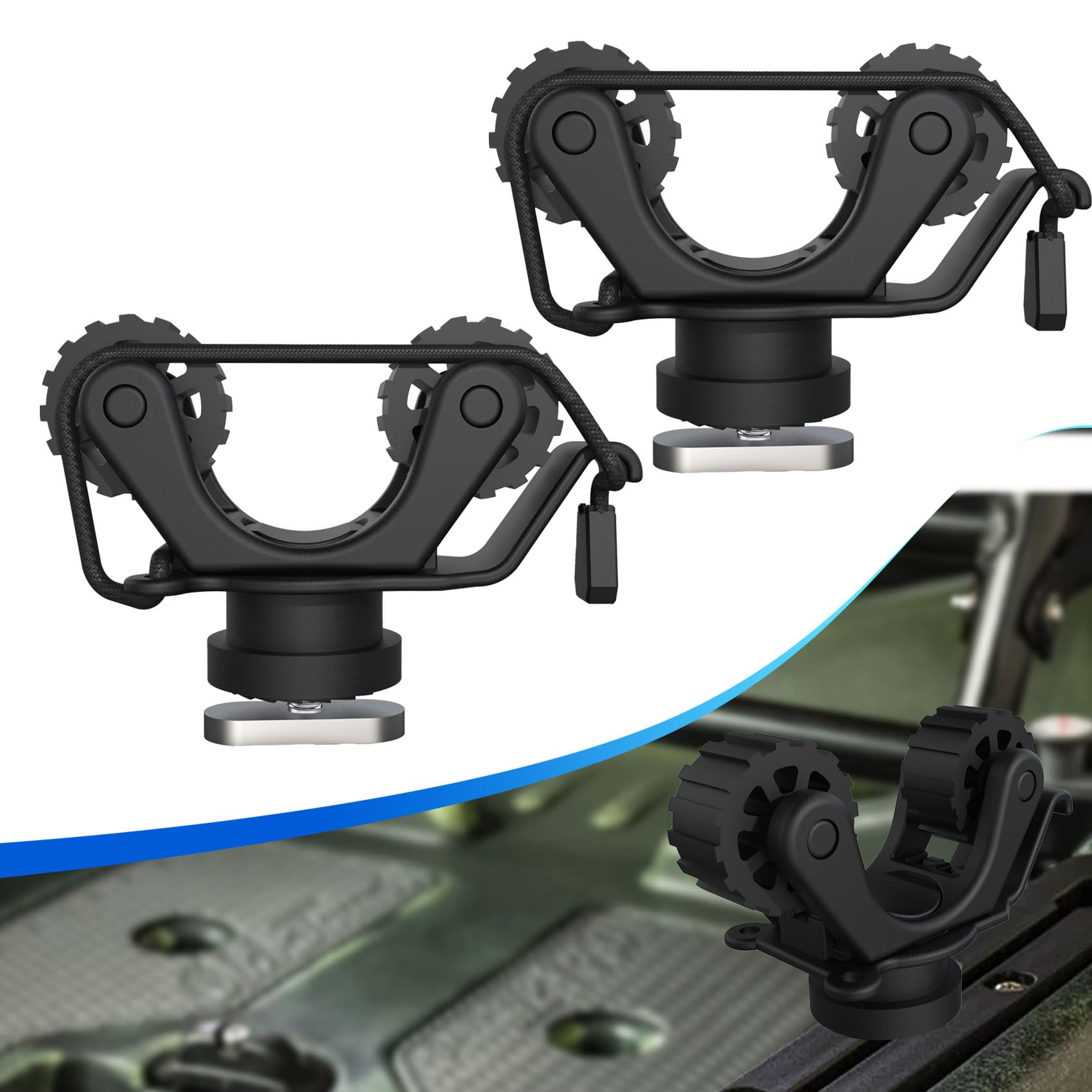 Fishing Kayak Rod Holder - ที่ยึดไม้พายเรือคายัค อุปกรณ์ติดตั้งรางเรือคายัคสำหรับยึดไม้พายมาตรฐาน ที่ยึดไม้พายเรือคายัคสำหรับคันเบ็ด